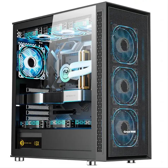 AOTESIER Gaming PC core i7 CPU With 16G RAM 256G SSD HD4600 ATX/ITX/M-ATX full view side panel Temper Glass Front pc gamer