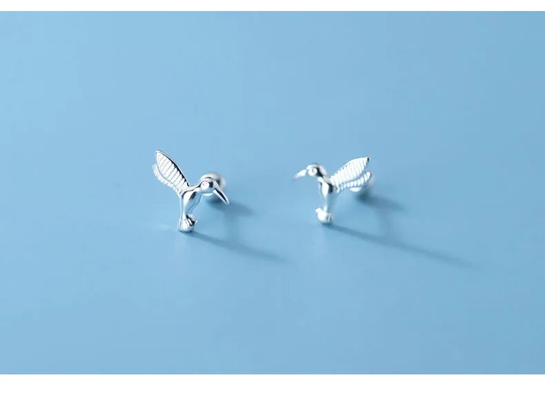 Trustdavis Real 925 Sterling Silver Fashion Sweet Animal Birds Screw Stud Earring For Women Wedding Party Fine Jewelry DB1141