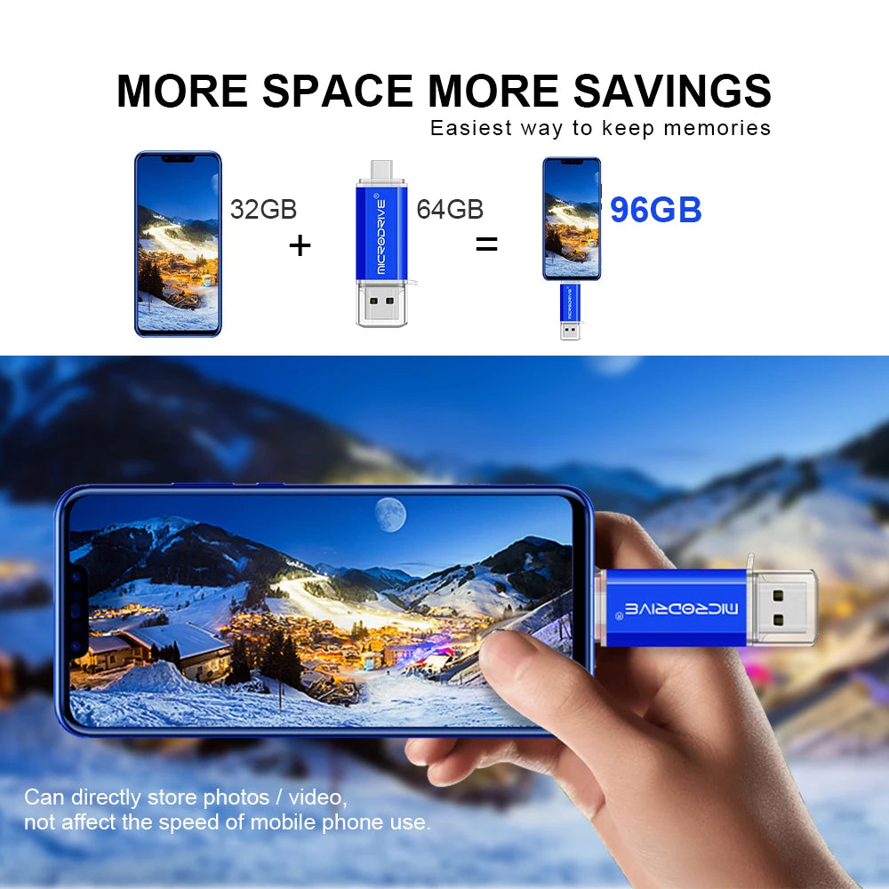 OTG USB Flash Drive 8GB 16GB for Android Phone 64GB pendrive 128gb 32GB type c pen drive Metal memory stick cle usb