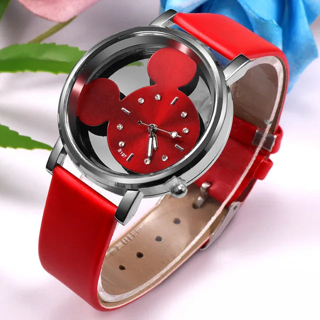 Fashion Cute Ladies Watches Women Transparent Watches Blue Leather Band Quartz Wristwatches Gifts Relogio Feminino Reloj Mujer