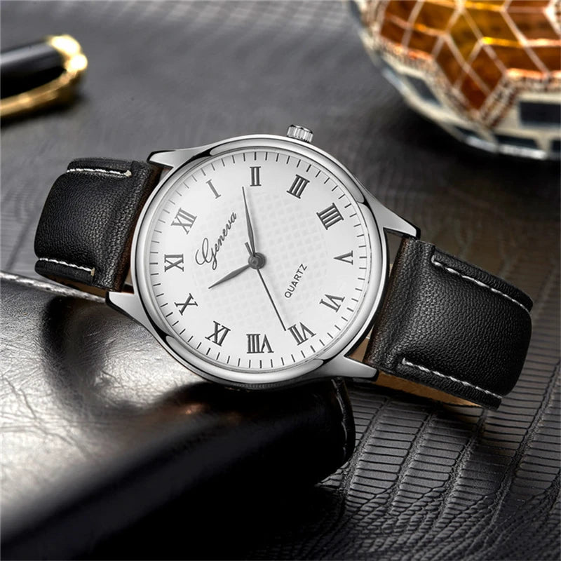 Mens Watches Luxury Black Rose Gold Leather Quartz Watch Woman Business Sport Waterproof Bracelet Clock Watch Relogio Masculino