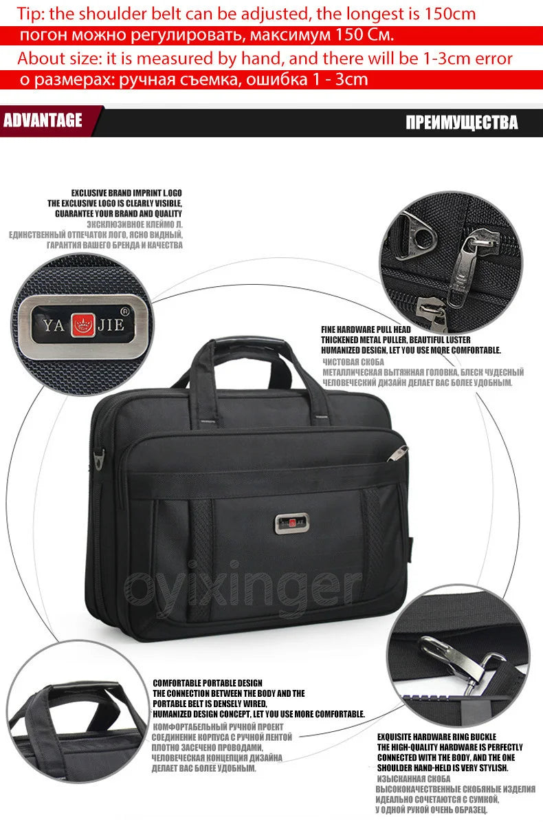 Men's Laptop Briefcase Brand Men Computer Handbags Waterproof Durable Nylon 15.6 Inch Laptops Bags Boys Shoulder Files Books Bag
