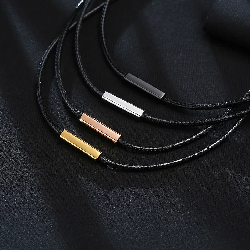 Choker for Men Black Rope Necklace with Magnetic buckle