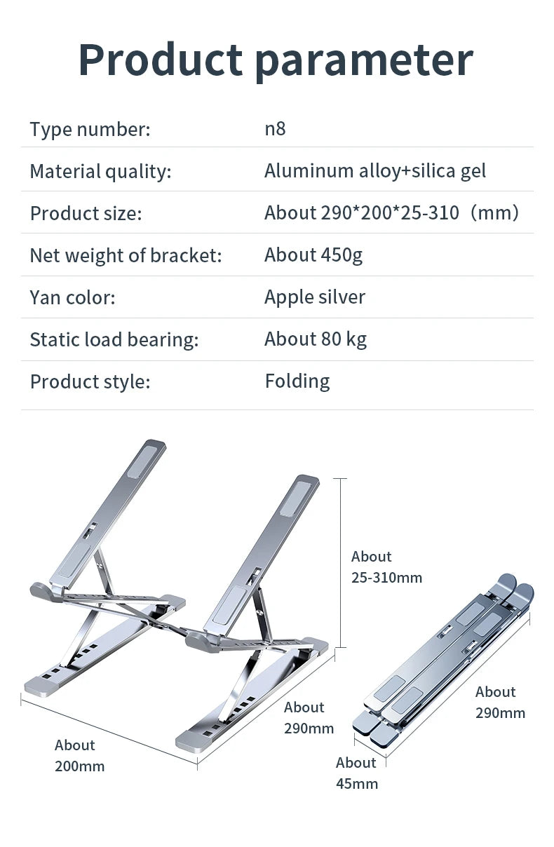 Adjustable Laptop Stand Aluminum For Macbook Computer PC iPad Tablet Table Support Notebook Stand Cooling Pad Laptop Holder Base