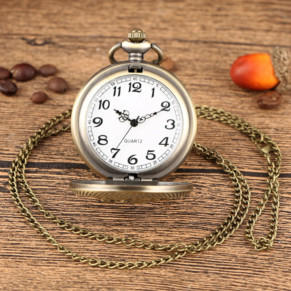 Bronze Butterfly and Flower Retro Style Necklace Pocket Watch Chain Steampunk Pendant Quartz Fob Watch Clock with Accessory 2020