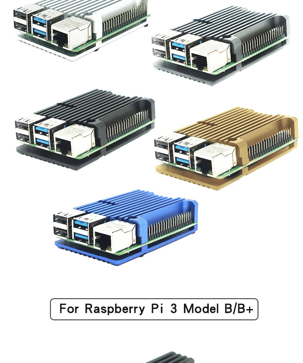 Raspberry Pi 4 Model B Dual Fans CNC Aluminum Alloy Case Metal 5 Color Armor Shell with Heat Sinks for Raspberry Pi 4B/3B+/3B