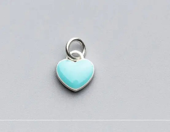 100% 925 Sterling Silver Drop Glue Craft Heart Charms 10.5x10mm Decoration Dangle Pendants DIY Jewelry Making For Women Gift