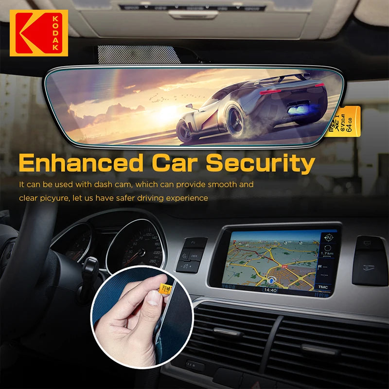 Original Kodak Micro SD Card 128GB Class10 Memory Cards 64GB Flash Card 256GB 32GB V30 U3 cartao de memoria For Driving Recorder