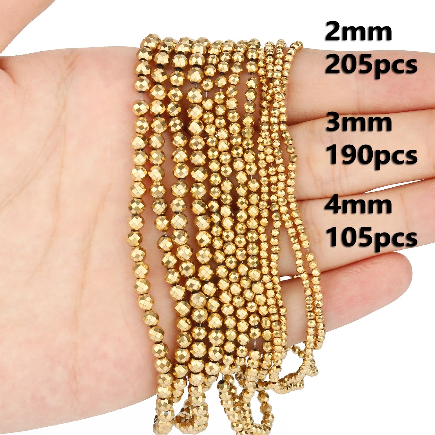 AAA+ Gold-Plated Color Retention Hematite Beads Natural Stone Round Spacer Loose Beads for jewelry Making DIY Bracelet 15inches