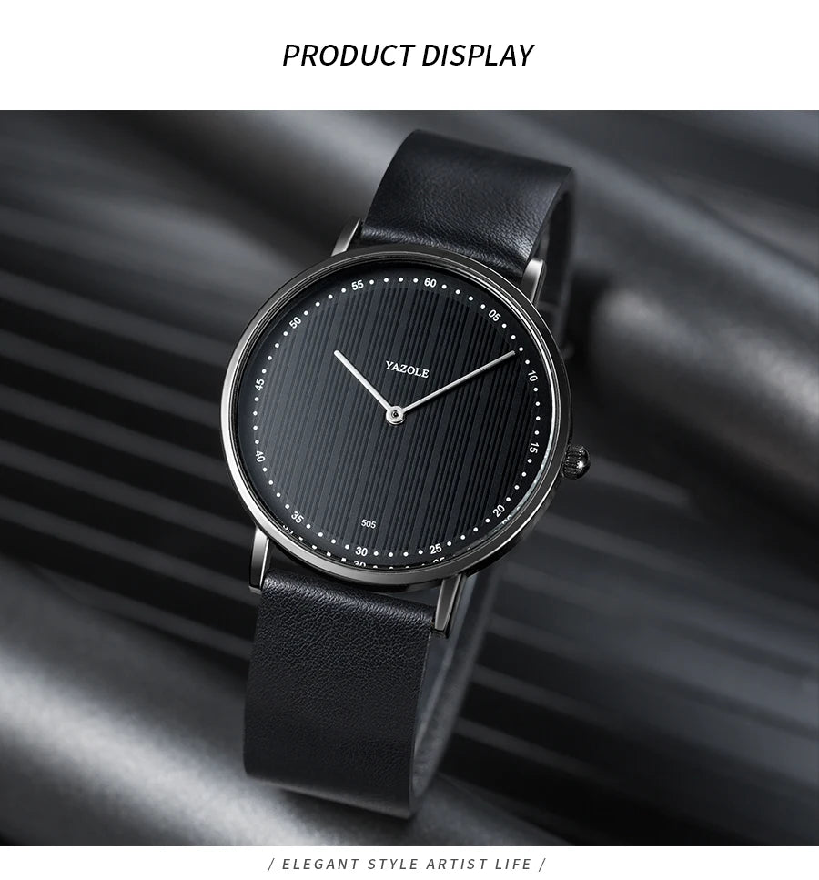 YAZOLE Quartz Watches For Men Casual Minimalist Ultra-thin Mens Watch 30M Waterproof Simple Leather Belt Male Clock montre homme