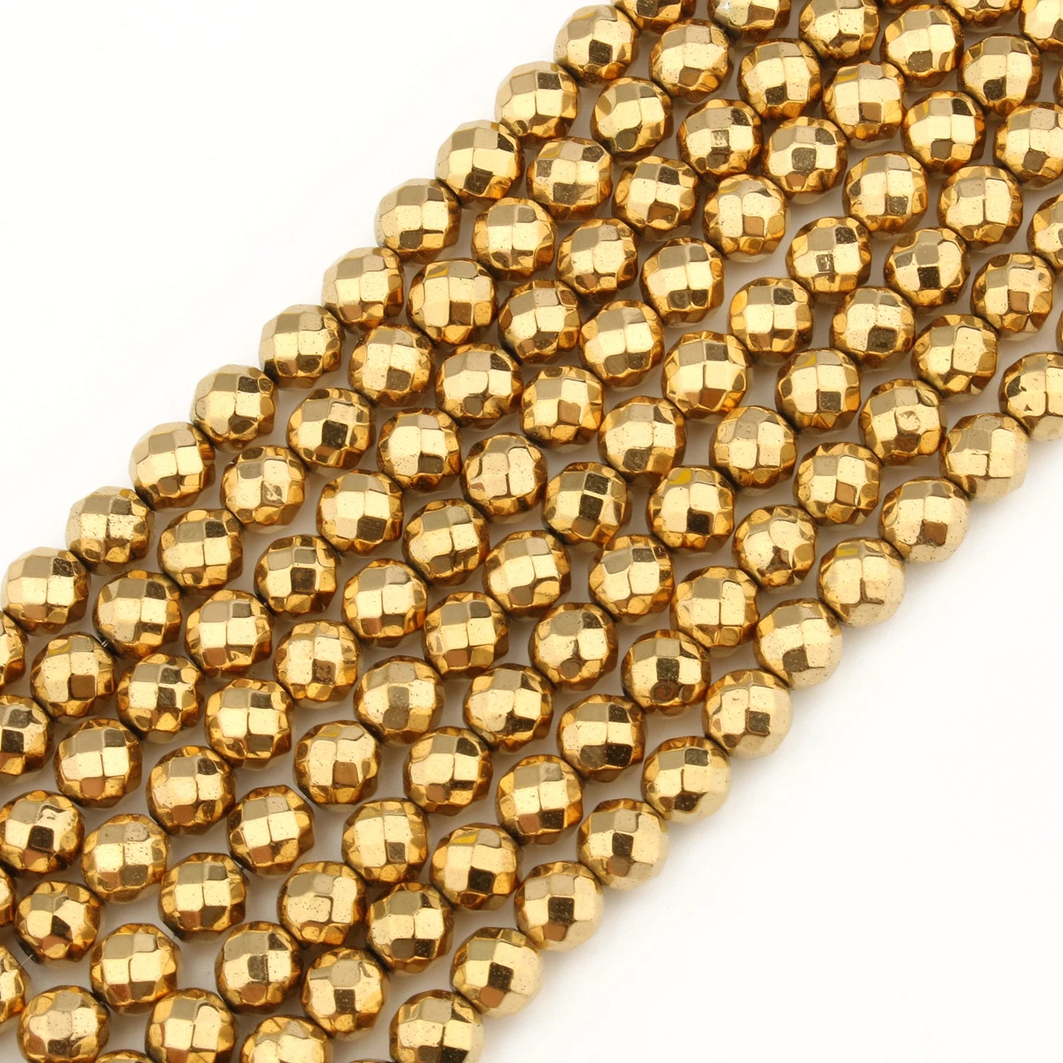 AAA+ Gold-Plated Color Retention Hematite Beads Natural Stone Round Spacer Loose Beads for jewelry Making DIY Bracelet 15inches