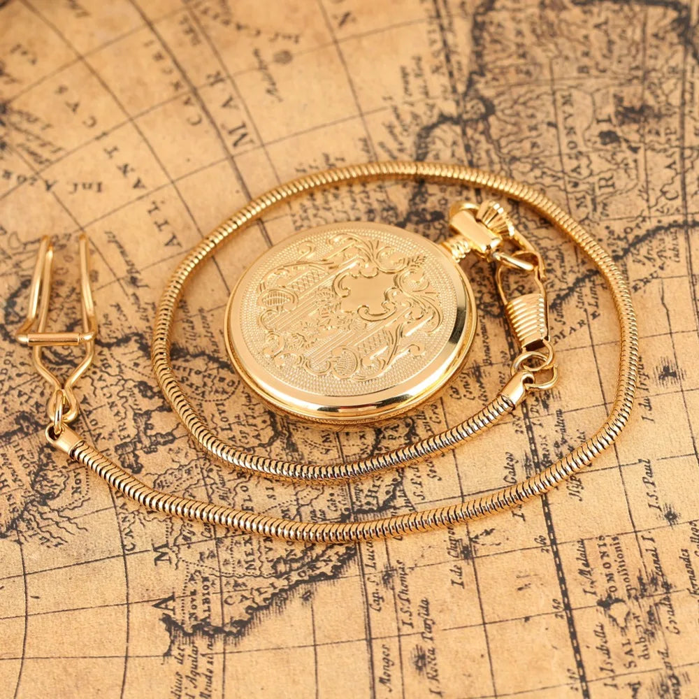 Luminous Numbers Dial Mechanical Automatic Pocket Watch Self Winding Pocket Snake Chain Luxury FOB Watch Noctilucent Fluorescent