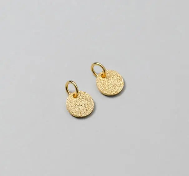 2pcs 925 Sterling Silver Flash Sand Round Card Pendant 6mm S925 Silver Sequin Charms Fit Necklace Bracelets DIY Jewelry Making