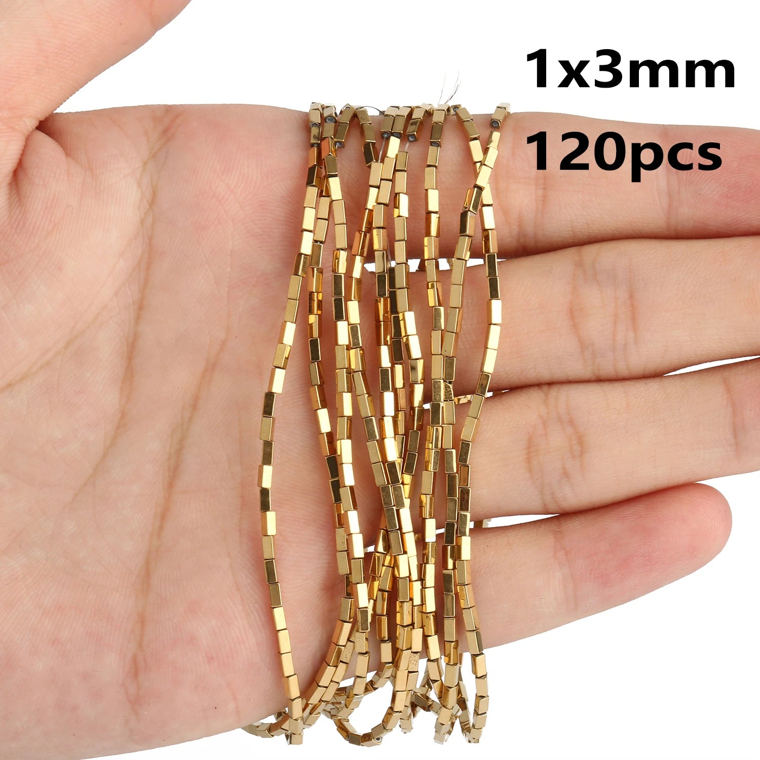 AAA+ Gold-Plated Color Retention Hematite Beads Natural Stone Round Spacer Loose Beads for jewelry Making DIY Bracelet 15inches