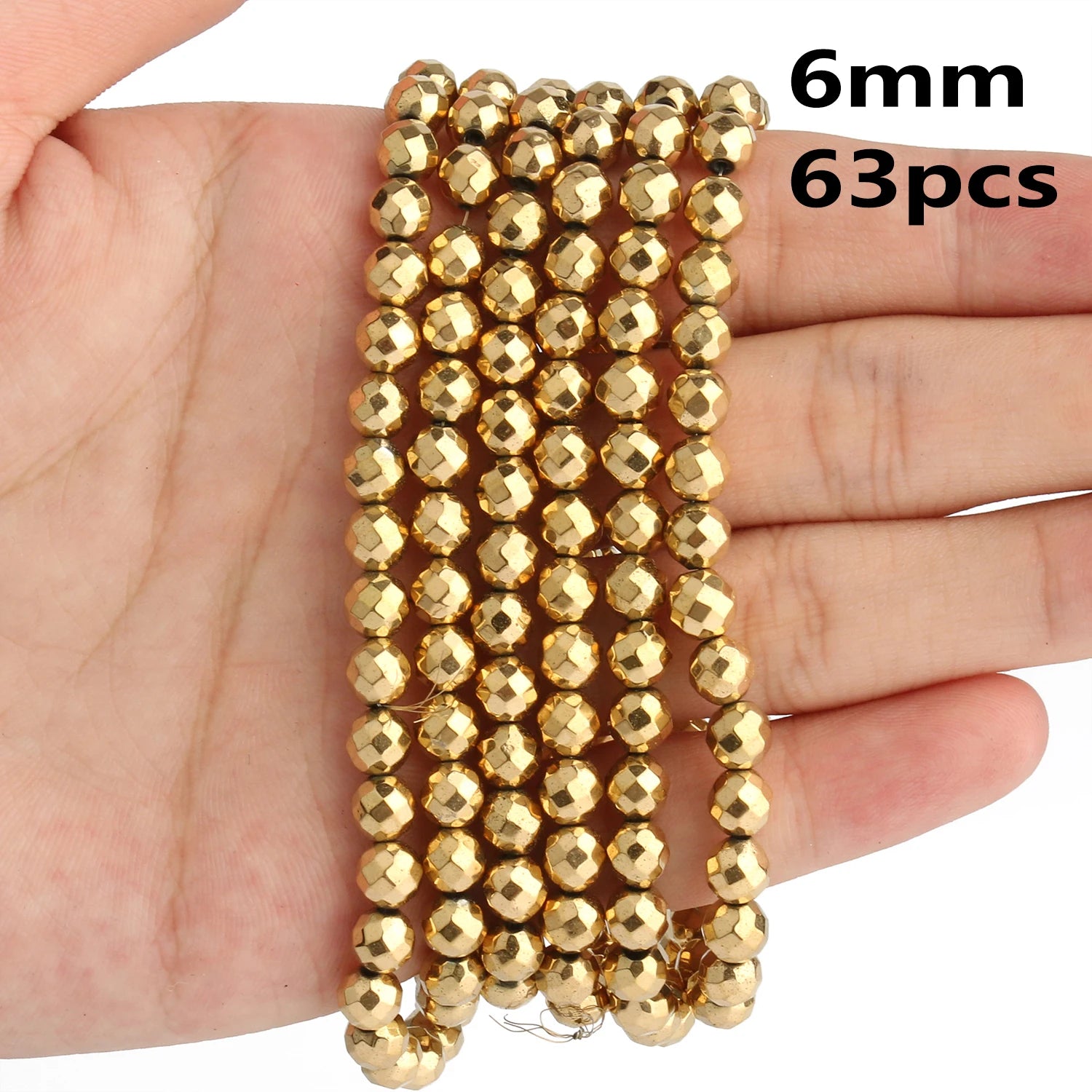 AAA+ Gold-Plated Color Retention Hematite Beads Natural Stone Round Spacer Loose Beads for jewelry Making DIY Bracelet 15inches