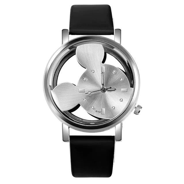 Fashion Cute Ladies Watches Women Transparent Watches Blue Leather Band Quartz Wristwatches Gifts Relogio Feminino Reloj Mujer