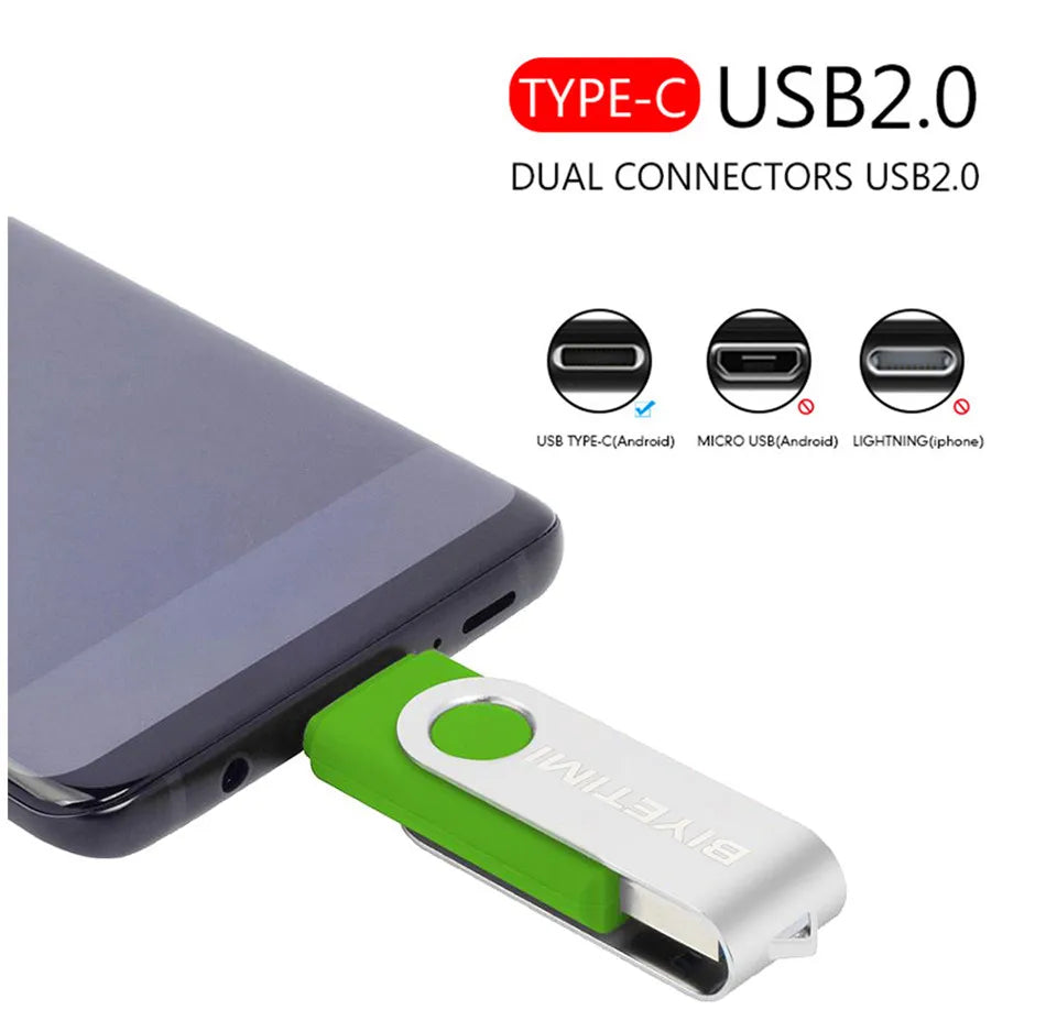 Biyetimi Type C usb flash drive 128GB OTG 2.0 64GB pen drive 32GB real capacity usb флэш-накопител memory stick for phone ＆ cPC