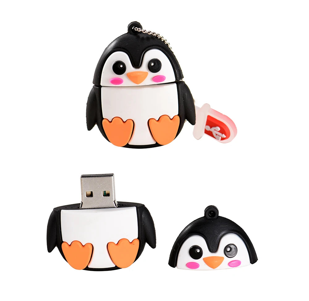 JASTER New Cute Cartoon USB 2.0 Flash Drive 64GB 32G Penguin U Disk 16GB Pen Drives 8G pendrive 4GB Gifts Key Chain Memory Stick