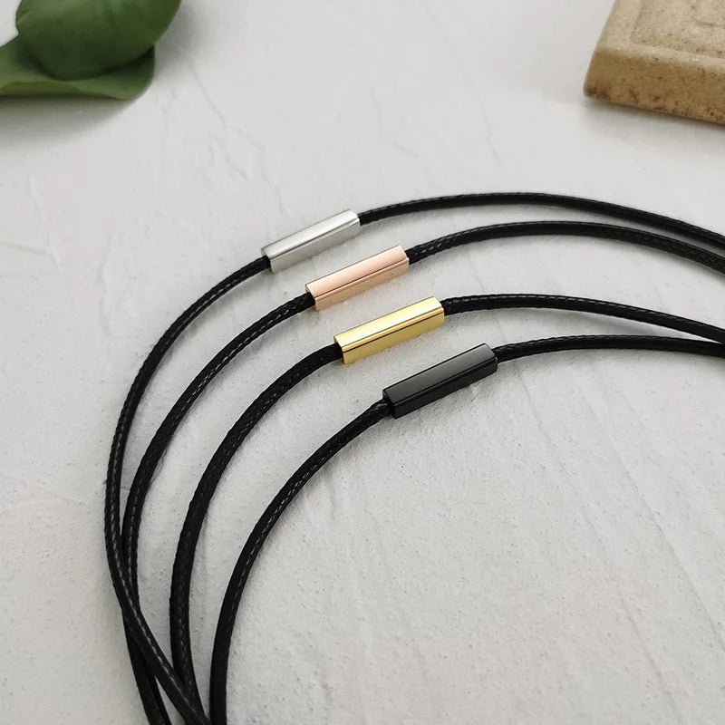 Choker for Men Black Rope Necklace with Magnetic buckle