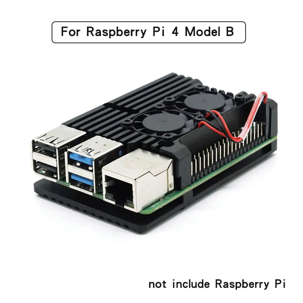 Raspberry Pi 4 Model B Dual Fans CNC Aluminum Alloy Case Metal 5 Color Armor Shell with Heat Sinks for Raspberry Pi 4B/3B+/3B