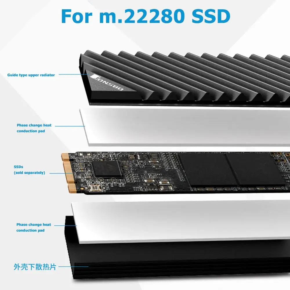 M2 SSD NVMe Heat Sink Jonsbo M2 2280 Solid State Hard Disk Aluminum Heatsink with Thermal Pad for Desktop PC Accessories