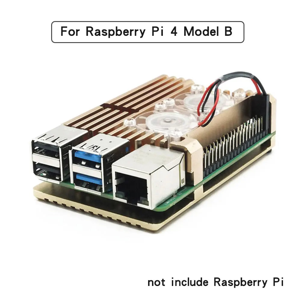 Raspberry Pi 4 Model B Dual Fans CNC Aluminum Alloy Case Metal 5 Color Armor Shell with Heat Sinks for Raspberry Pi 4B/3B+/3B