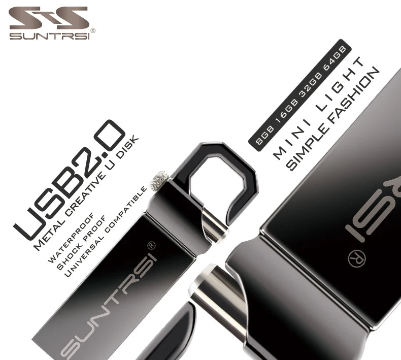Suntrsi USB Flash Drive 64G 32gb pendrive16g 8G 128G Pen drive флешка waterproof  usb флэш-накопители 2.0 memory stick gift