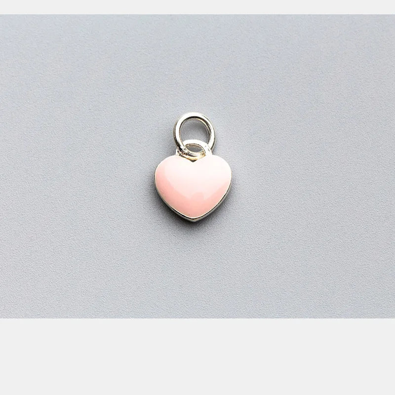 100% 925 Sterling Silver Drop Glue Craft Heart Charms 10.5x10mm Decoration Dangle Pendants DIY Jewelry Making For Women Gift