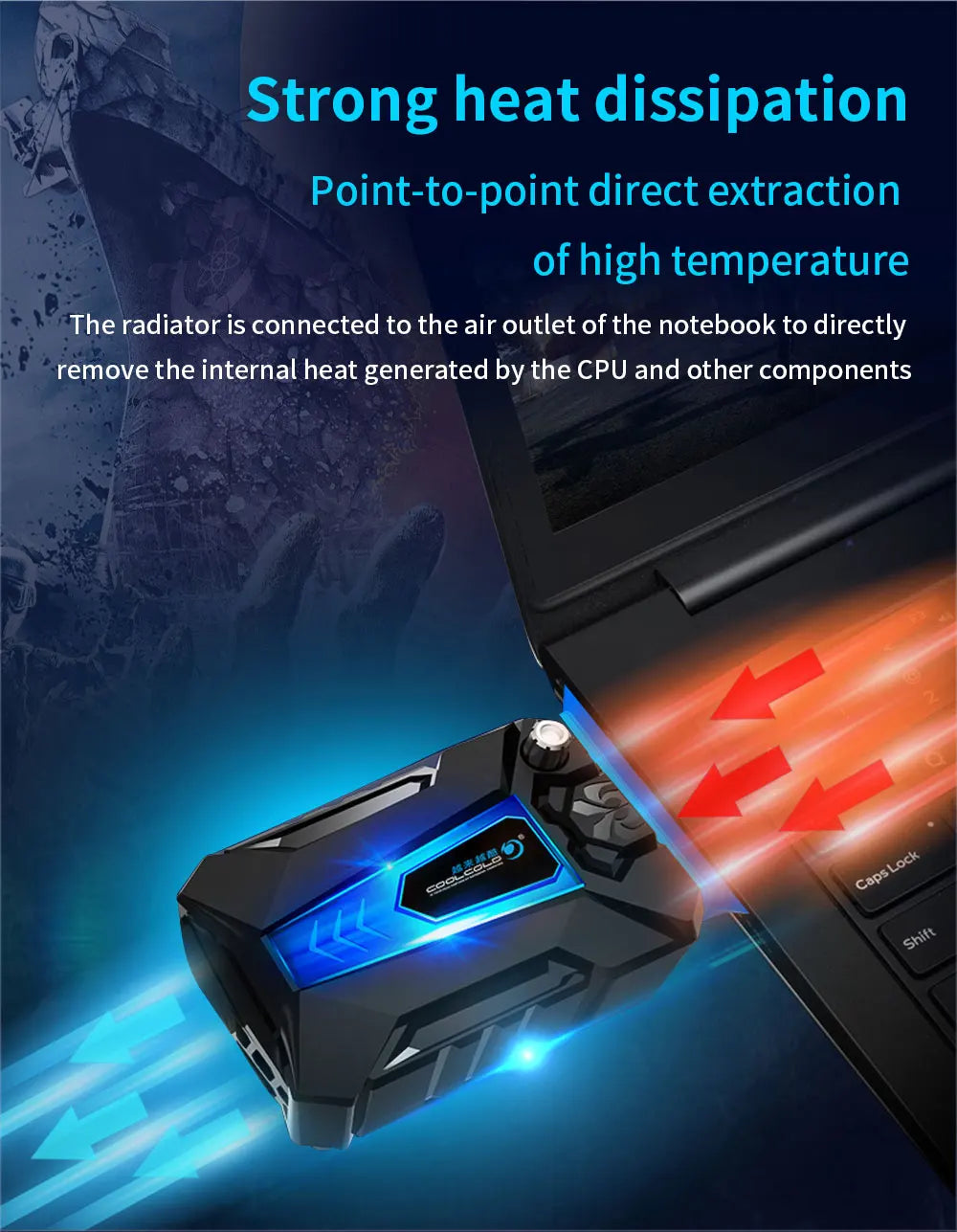 TISHRIC Portable Laptop Cooler External Extracting Laptop Cooling Fan Air Cooler Notebook For 15 15.6 17 Inch Laptop Accessories