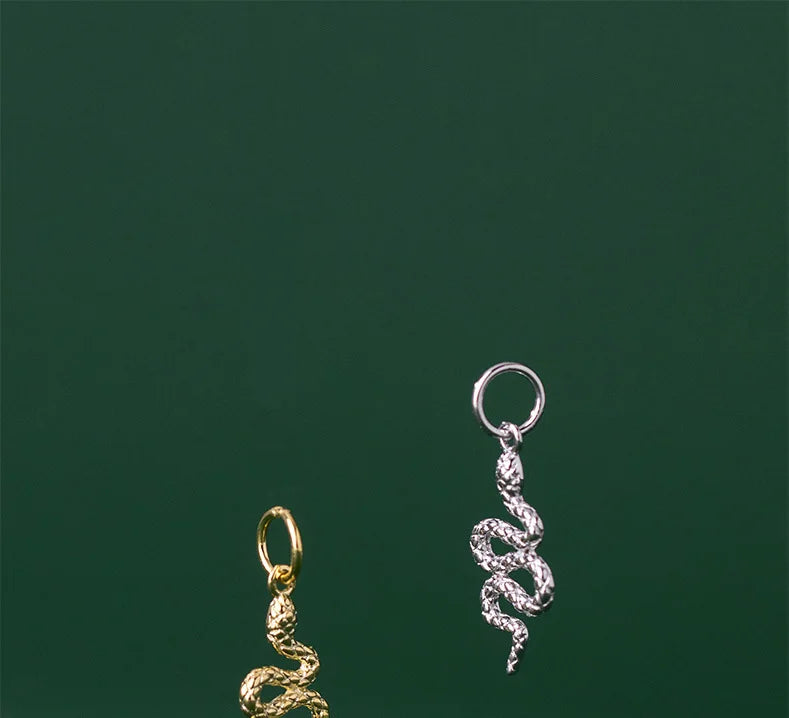 TrustDavis Real 925 Sterling Silver Fashion Sweet Animal Snake Charm Pendant Handmade DIY Accessories Fine Jewelry HY304