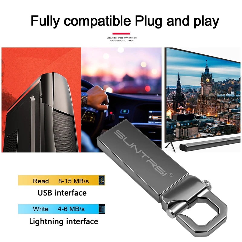 Suntrsi USB Flash Drive 64G 32gb pendrive16g 8G 128G Pen drive флешка waterproof  usb флэш-накопители 2.0 memory stick gift