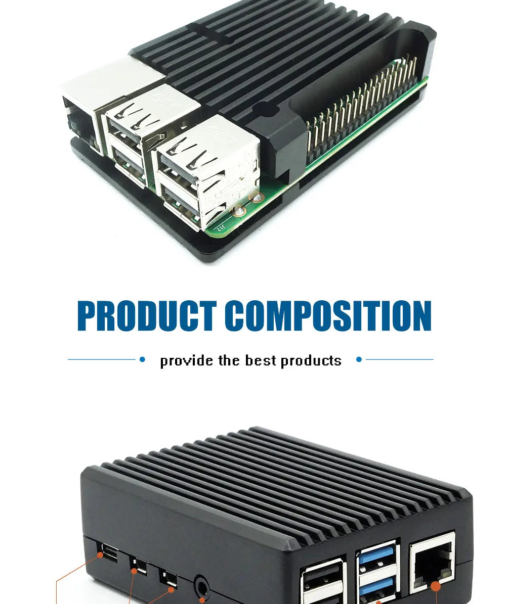 Raspberry Pi 4 Model B Dual Fans CNC Aluminum Alloy Case Metal 5 Color Armor Shell with Heat Sinks for Raspberry Pi 4B/3B+/3B