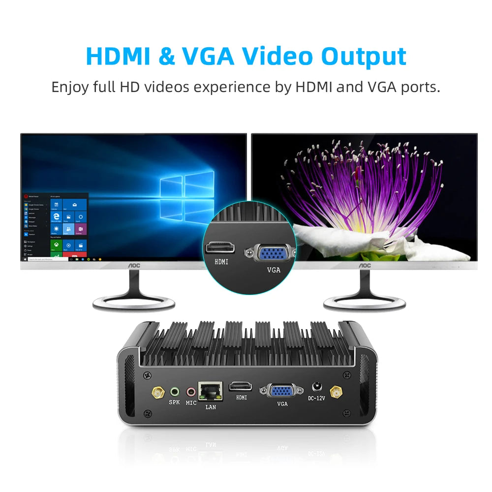 XCY X31Y Fanless Mini PC Intel Core Processor i7 5500U i5 5200U i3 5005U WiFi Gigabit Ethernet Windows Linux Thin Client HTPC