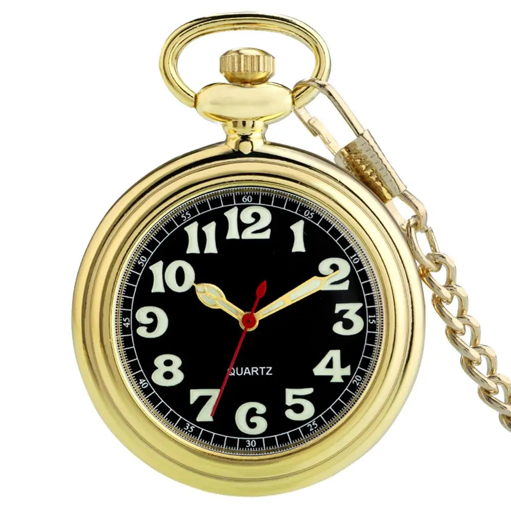 Noctilucent Fluorescent Open Face Arabic Numerals Quartz Pocket Watch Chain Luminous Pendant Jewelry Clock Gifts Men Women Kids