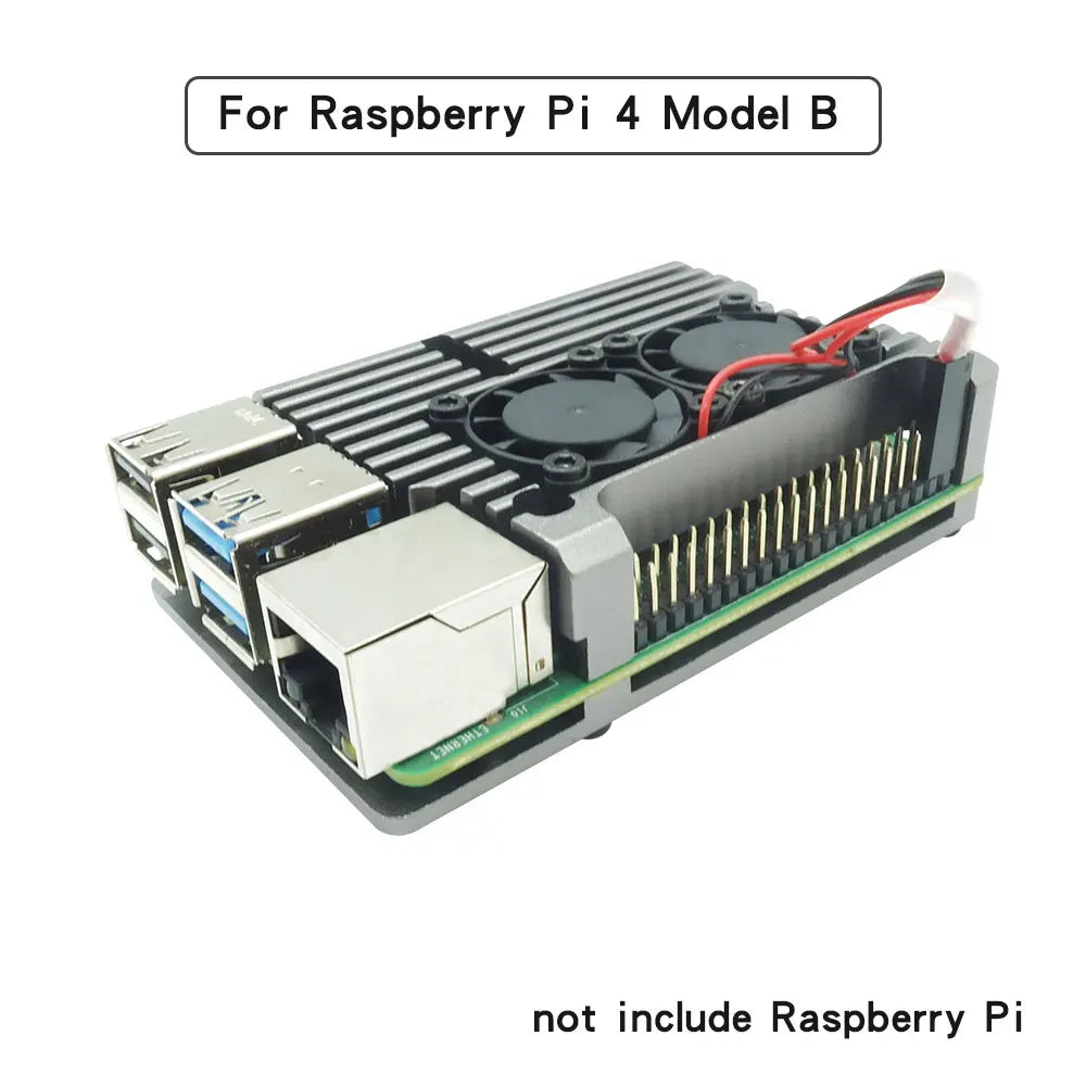 Raspberry Pi 4 Model B Dual Fans CNC Aluminum Alloy Case Metal 5 Color Armor Shell with Heat Sinks for Raspberry Pi 4B/3B+/3B