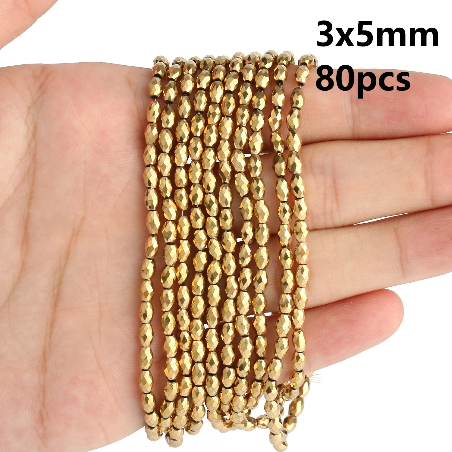 AAA+ Gold-Plated Color Retention Hematite Beads Natural Stone Round Spacer Loose Beads for jewelry Making DIY Bracelet 15inches