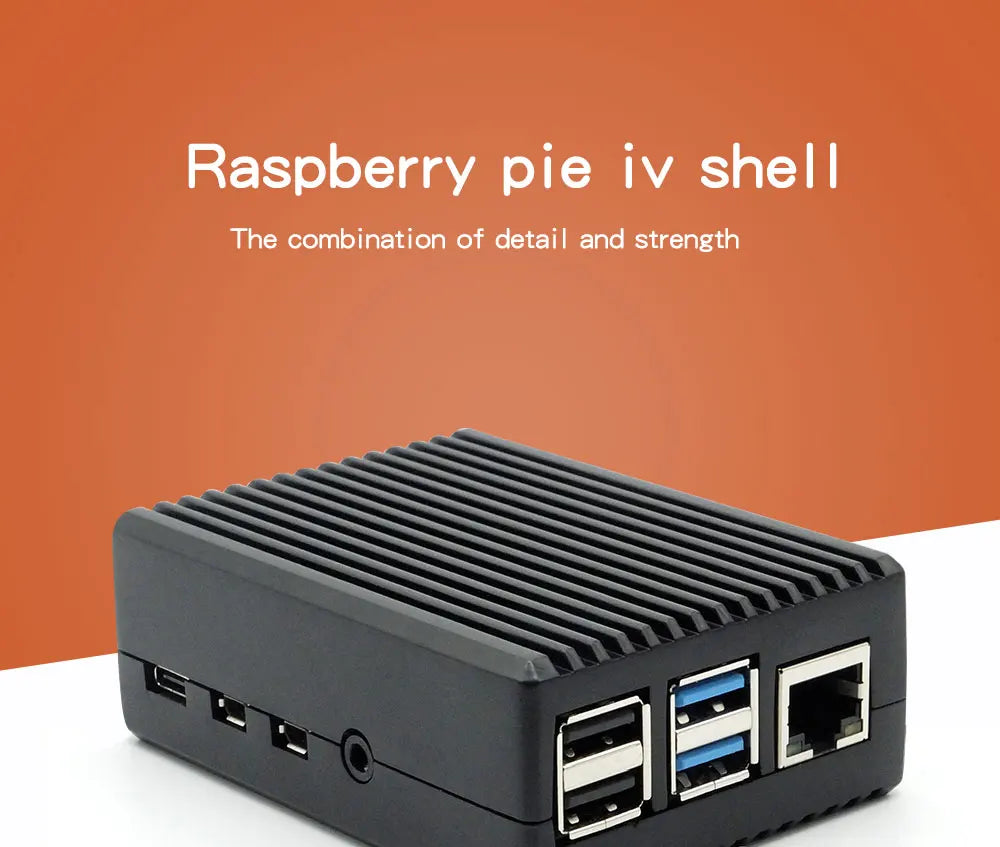 Raspberry Pi 4 Model B Black Dark Gray Aluminum Alloy Case Passive Cooling Shell Metal Enclosure Heat Dissipation for Pi 4