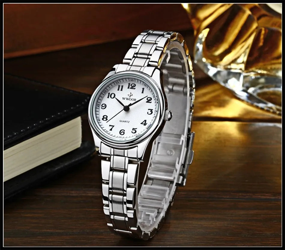 WWOOR Watch Women fashion Designer Style Quartz Casual Ladies Wrist Watch arabic numerals Small Bracelet Watches Stainless Steel