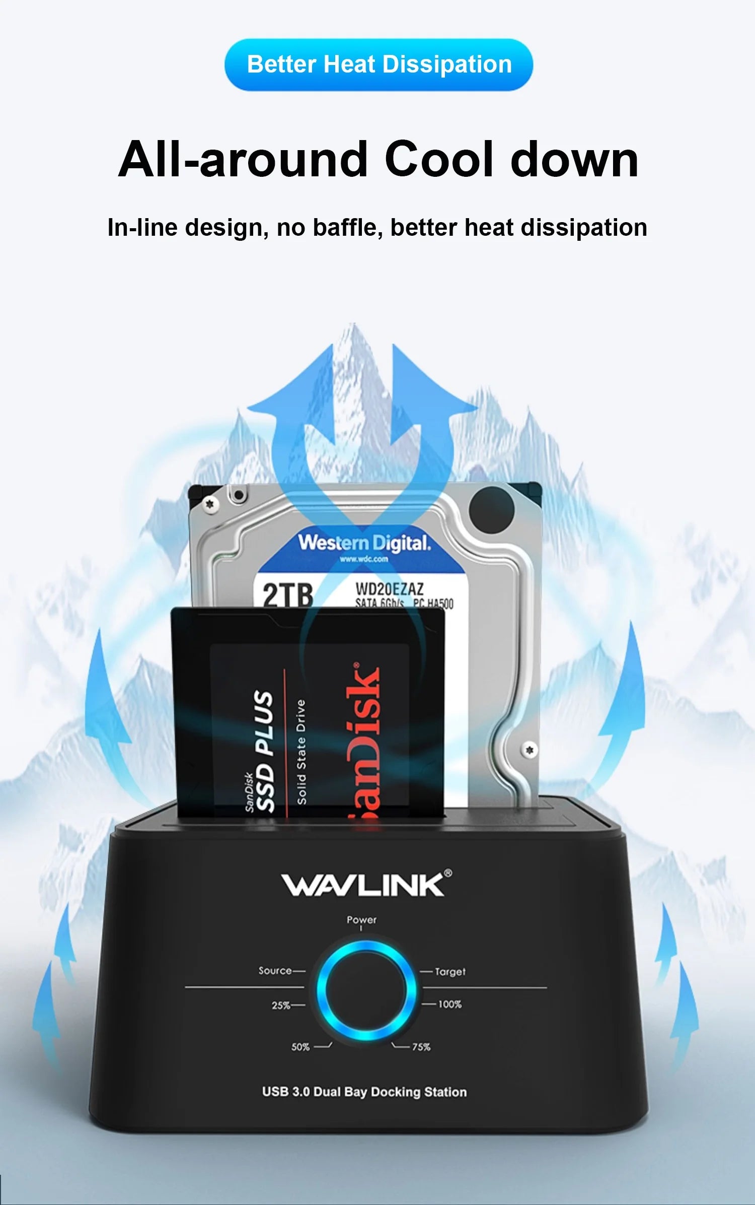Wavlink HDD Docking Station Sata Hard Drive Enclosure SATA to USB 3.0 Adapter UASP For 2.5 3.5 SSD Disk Case HD Box Dock