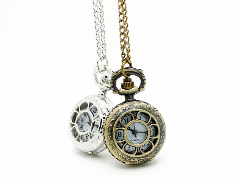 (3009) 12pcs/lot vintage Flower Hollow see Through steampunk Women Necklace Pocket Watch pendant, wholesale gift