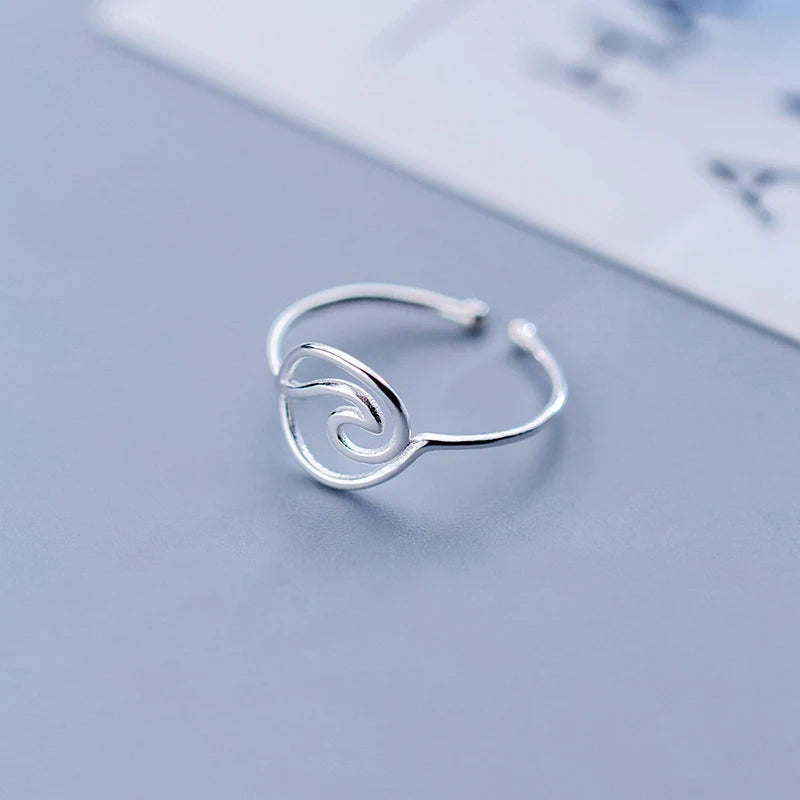 SOFTPIG Real 925 Sterling Silver MInimalist Geometric Hollow Line Round Opening Ring For Women Party Fashion Fine Jewelry