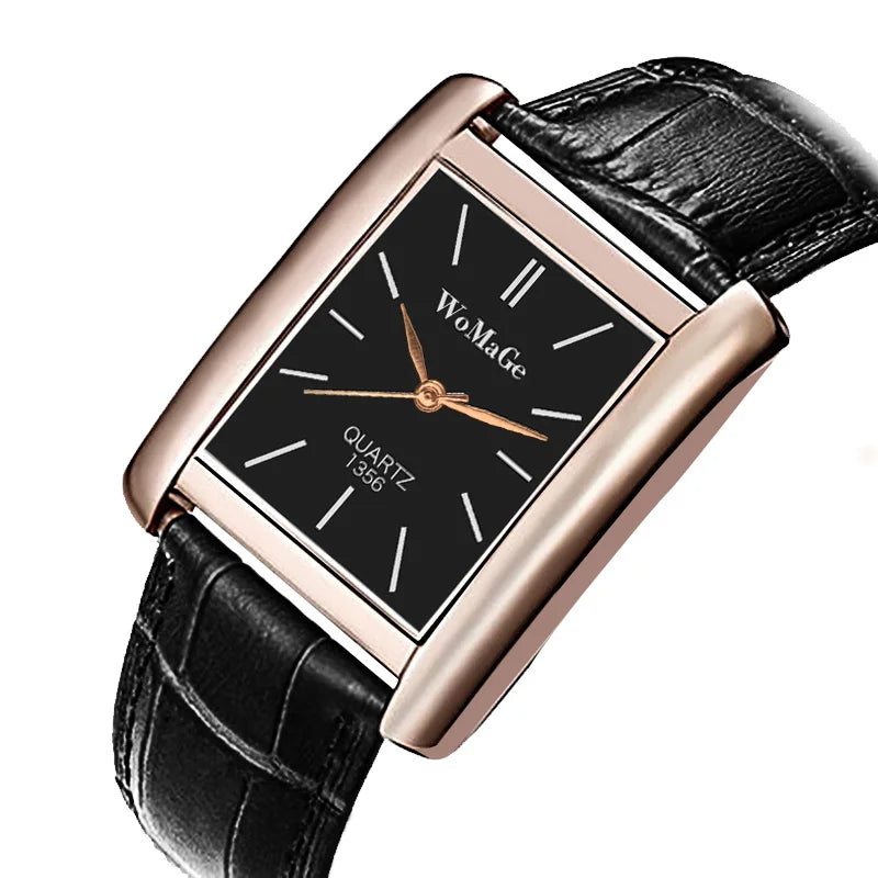 WoMaGe Women's Watches Top Brand Luxury Ladies Watch Women Watches Leather Strap Women's Rectangle Watch Clock Reloj Mujer