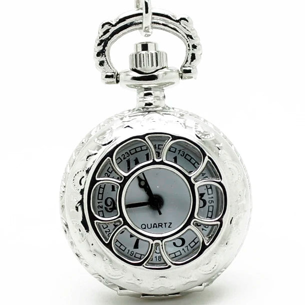 (3009) 12pcs/lot vintage Flower Hollow see Through steampunk Women Necklace Pocket Watch pendant, wholesale gift