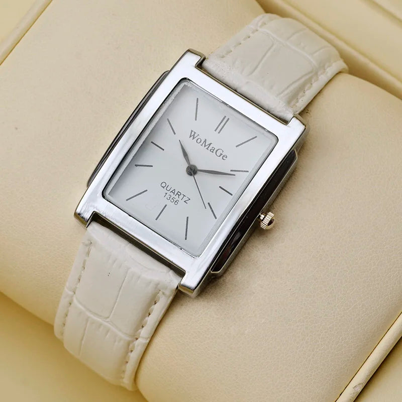 WoMaGe Women's Watches Top Brand Luxury Ladies Watch Women Watches Leather Strap Women's Rectangle Watch Clock Reloj Mujer