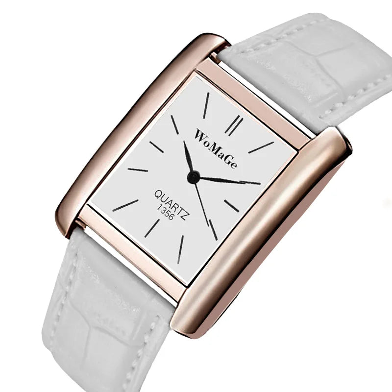 WoMaGe Women's Watches Top Brand Luxury Ladies Watch Women Watches Leather Strap Women's Rectangle Watch Clock Reloj Mujer