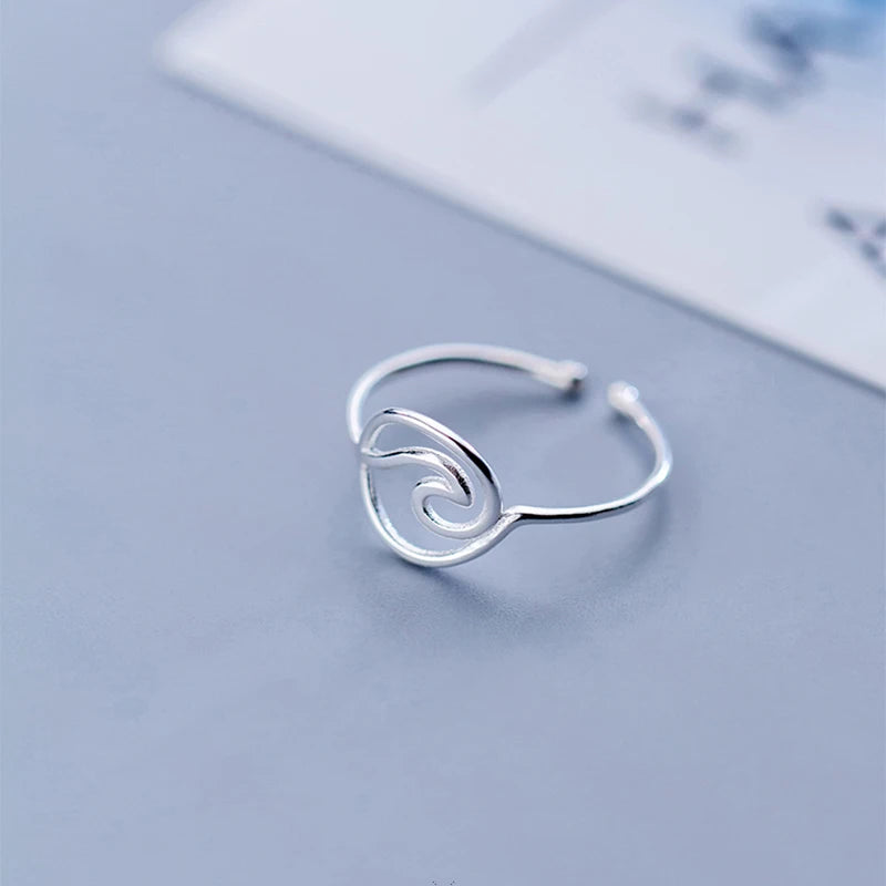 SOFTPIG Real 925 Sterling Silver MInimalist Geometric Hollow Line Round Opening Ring For Women Party Fashion Fine Jewelry