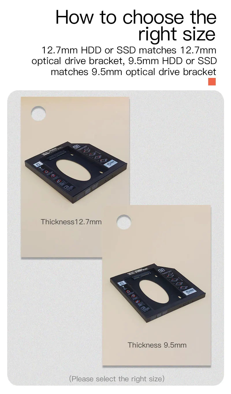 DM DW95 HDD Caddy 9.5mm Plastic Optibay SATA 3.0 Hard Disk Drive Box Enclosure DVD Adapter 2.5 SSD 2TB For Laptop CD-ROM