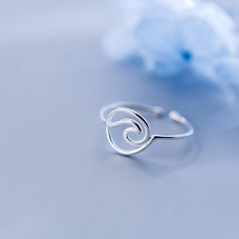 SOFTPIG Real 925 Sterling Silver MInimalist Geometric Hollow Line Round Opening Ring For Women Party Fashion Fine Jewelry