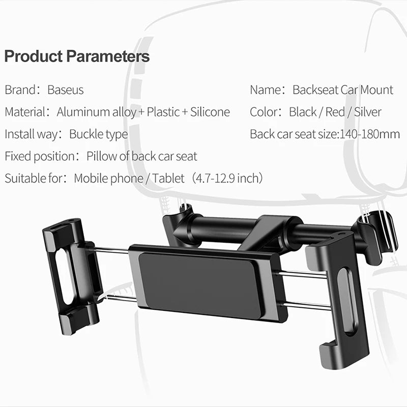Baseus Back seat Mount Tablet Car Holder For iPad Air Mini Pro 2018 2020 11 12.9 10.2 Backseat Car Phone Holder Stand For iPhone