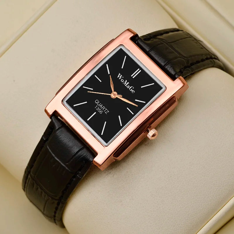 WoMaGe Women's Watches Top Brand Luxury Ladies Watch Women Watches Leather Strap Women's Rectangle Watch Clock Reloj Mujer